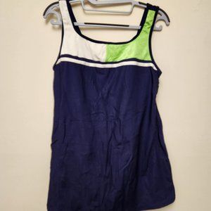 DELTA Burke Navy One Piece Bathing Suit Swimdress Skirt Plus Size 16W